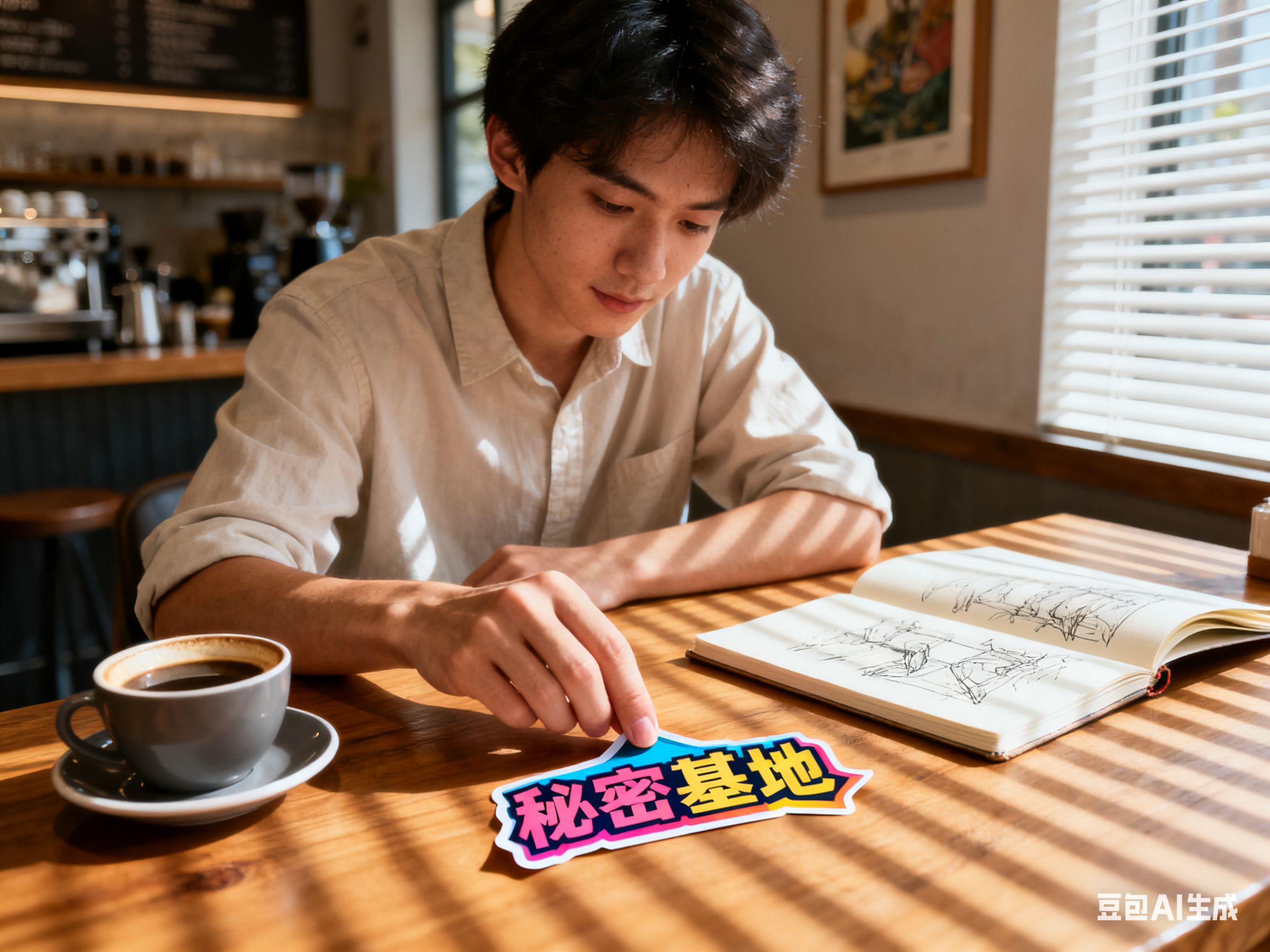 咖啡店桌面铺设场景